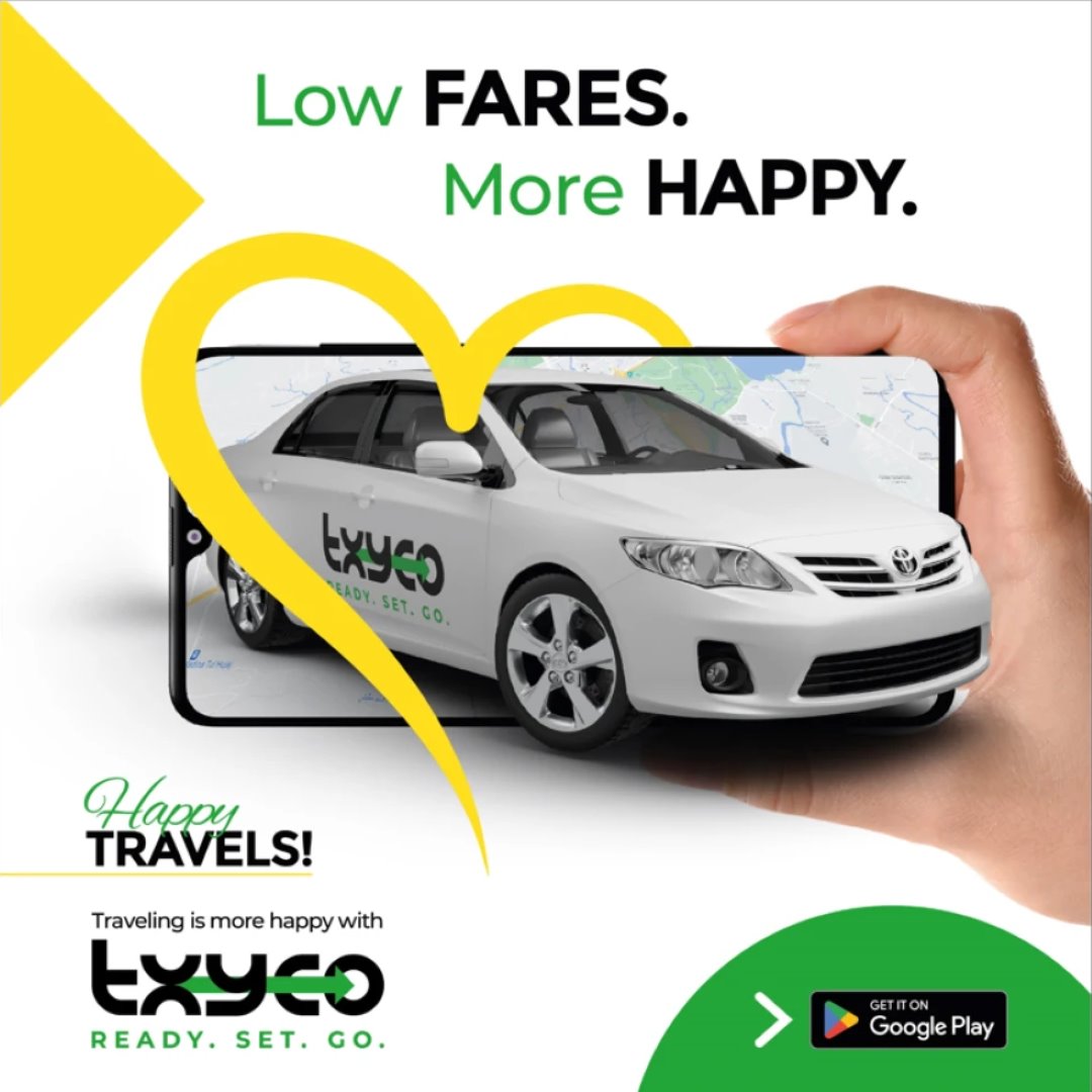 Rider post: Low fares. More happy. A branded car bursts out of a phone screen